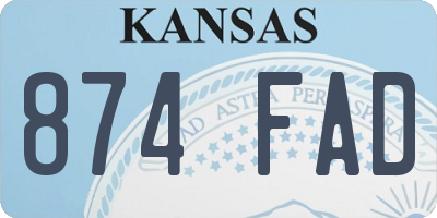 KS license plate 874FAD