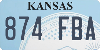 KS license plate 874FBA