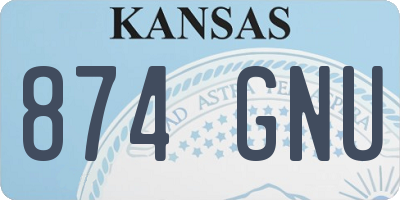 KS license plate 874GNU