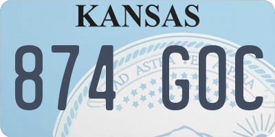 KS license plate 874GOC