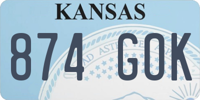 KS license plate 874GOK