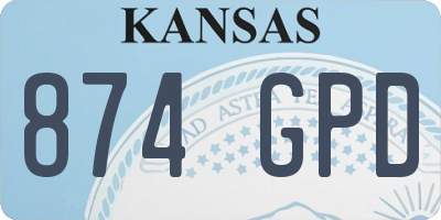 KS license plate 874GPD