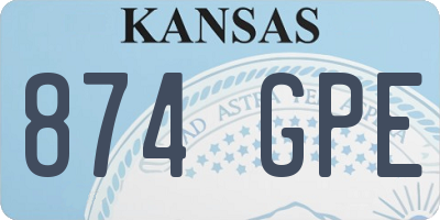 KS license plate 874GPE