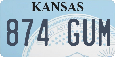 KS license plate 874GUM