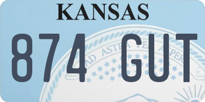 KS license plate 874GUT