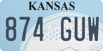 KS license plate 874GUW