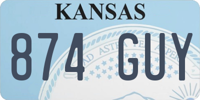 KS license plate 874GUY