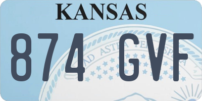 KS license plate 874GVF