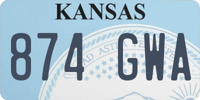 KS license plate 874GWA