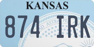 KS license plate 874IRK