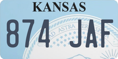 KS license plate 874JAF