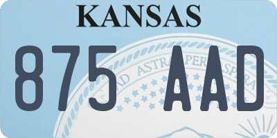 KS license plate 875AAD