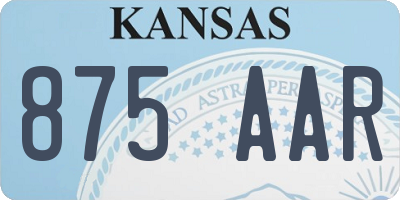 KS license plate 875AAR
