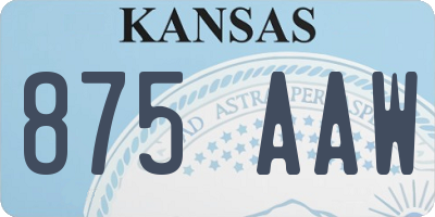 KS license plate 875AAW