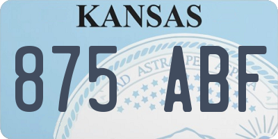 KS license plate 875ABF