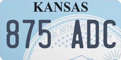 KS license plate 875ADC