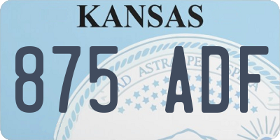 KS license plate 875ADF