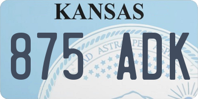 KS license plate 875ADK