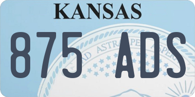 KS license plate 875ADS