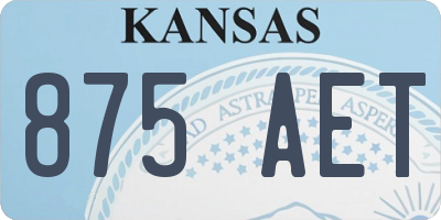 KS license plate 875AET