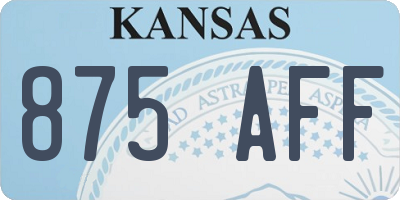 KS license plate 875AFF