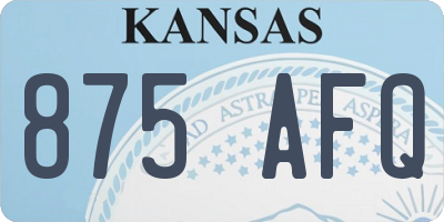 KS license plate 875AFQ