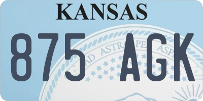 KS license plate 875AGK