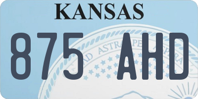 KS license plate 875AHD