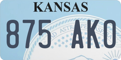 KS license plate 875AKO