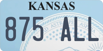 KS license plate 875ALL