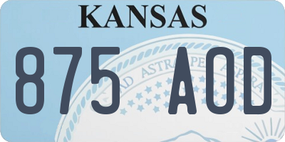 KS license plate 875AOD