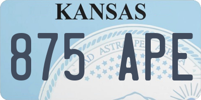 KS license plate 875APE