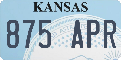 KS license plate 875APR