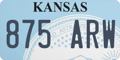 KS license plate 875ARW