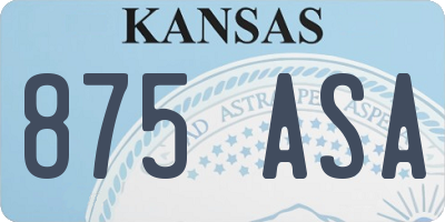KS license plate 875ASA