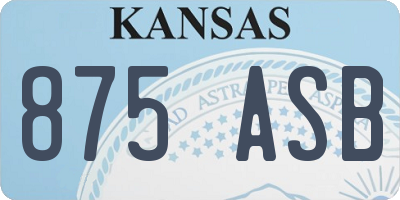 KS license plate 875ASB