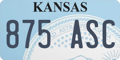 KS license plate 875ASC