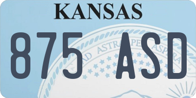 KS license plate 875ASD