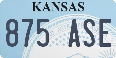 KS license plate 875ASE