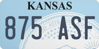 KS license plate 875ASF