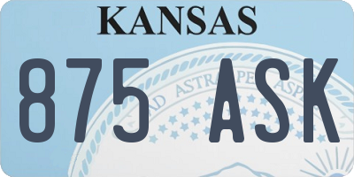 KS license plate 875ASK