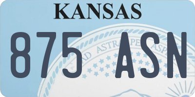 KS license plate 875ASN