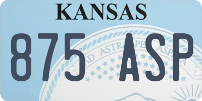 KS license plate 875ASP