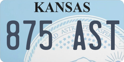 KS license plate 875AST
