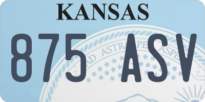 KS license plate 875ASV