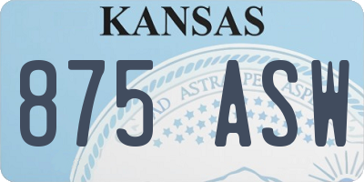 KS license plate 875ASW