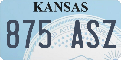 KS license plate 875ASZ