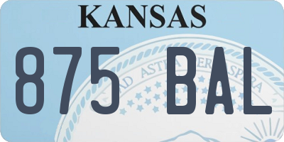 KS license plate 875BAL