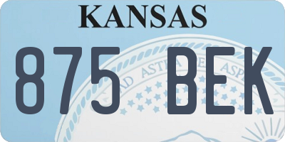 KS license plate 875BEK