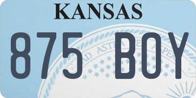 KS license plate 875BOY